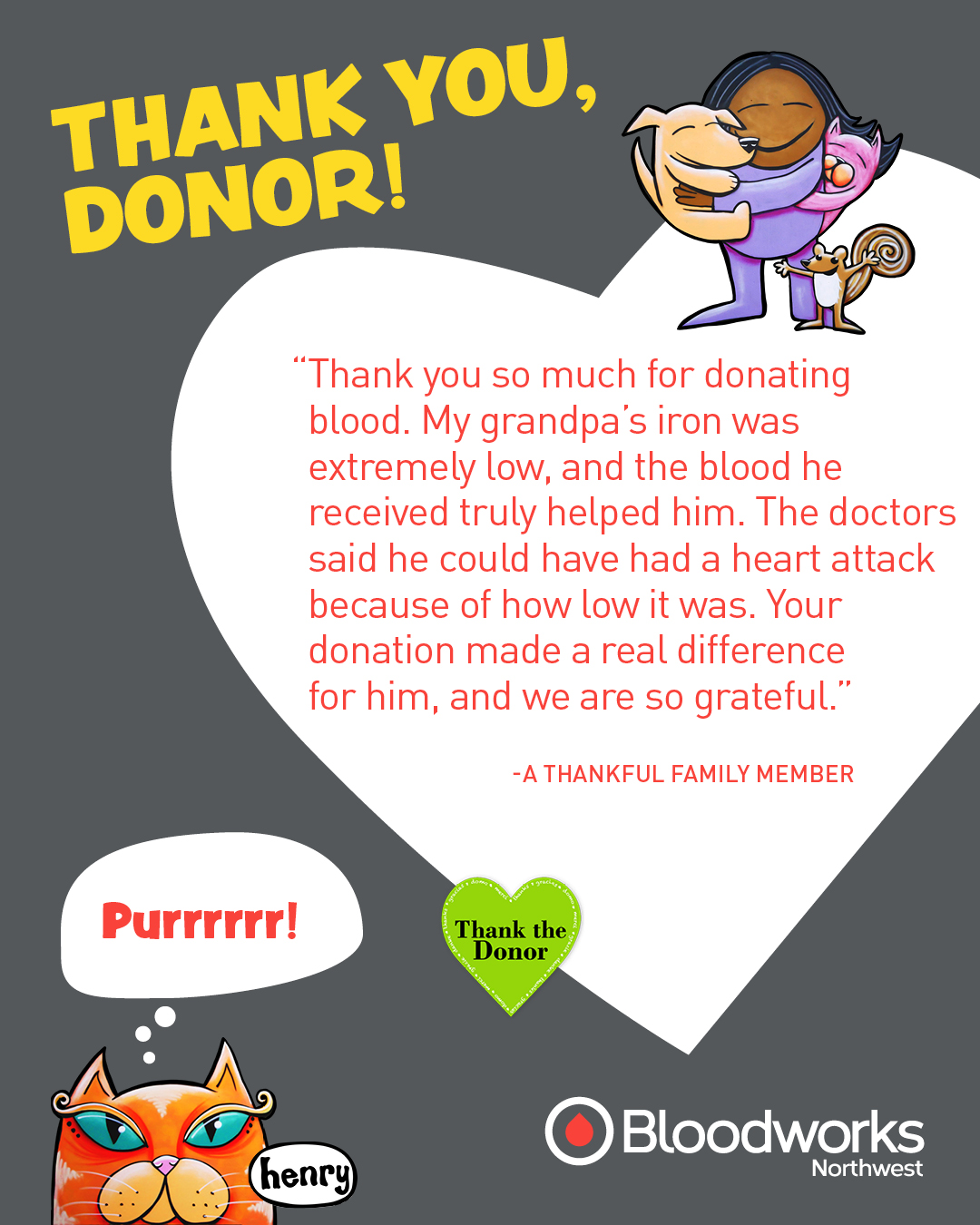 ❤️ A blood donation helped save this grandfather’s life.

Because of generous donors, patients receive the lifesaving transfusions they need during critical moments.

Schedule your lifesaving appointment today at the link in our bio.

#BloodworksNW #RAH #DonateBlood #BloodDonors #ThankYou