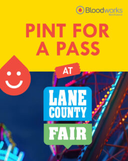 🎡 PINT FOR A PASS! 🩸

Give blood at Bloodworks Eugene donor center or any area blood drives and get a FREE Lane County Fair ticket!

Donate blood between June 1 - July 25, and you'll earn a FREE pass to enjoy the fair any day July 22–26, 2025.

Schedule your appointment today at the link in our bio.

#BloodworksNW #DonateBlood #LaneCountyFair #Giveaway