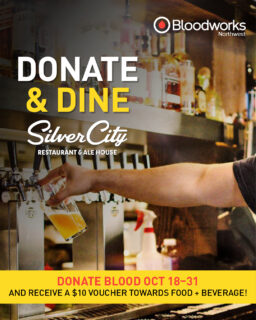 Our annual partnership with @silvercityrestaurant is back! Donate blood at the Silverdale Donor Center October 18–31 and receive a $10 voucher to use at Silver City Alehouse throughout November.

Your donation helps save lives right here in our community, and you can enjoy a little something extra as a thank-you!

Book your appointment at the link in our bio.

#BloodworksNW #DonateBlood #Silverdale #PNW #SaveLives #Giveaway