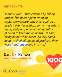 Every donor has a reason. ❤️

Thank you to those who share their stories and inspire others to give. Schedule your lifesaving appointment today at the link in our bio.

#BloodworksNW #DonateBlood #SaveLives #BloodSupply