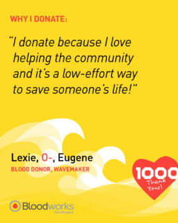 Every donation strengthens our community ❤️

One act of giving can help patients, families, and neighbors when they need it most.

Make a lifesaving impact at the link in our bio.

#BloodworksNW #1000THANKYOUs #DonateBlood #ThankYou #SaveLives