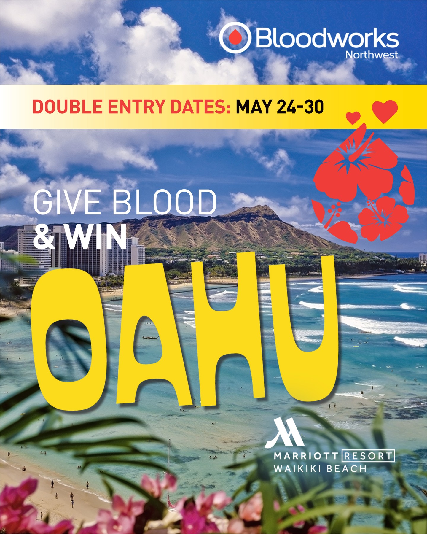 Give local. Save lives. Enter to win a trip to Oahu! 🌴🌺🍍

Schedule your appointment at the link in our bio.

#BloodworksNW #DonateBlood #Giveaway #Hawaii #Oahu