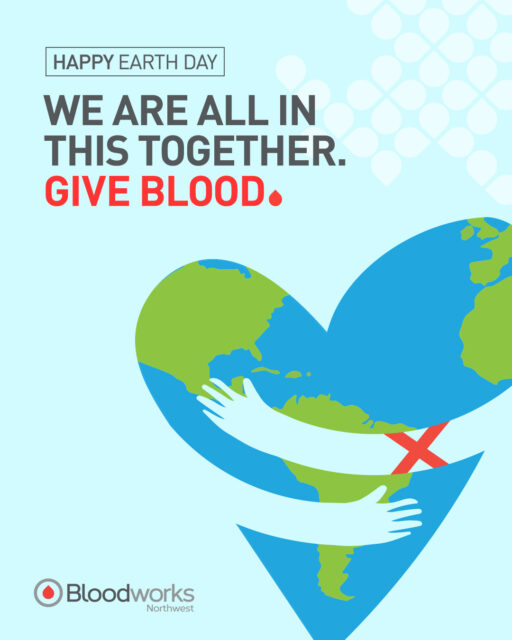 What better way to celebrate the planet we call home than by giving a little life back by donating blood. 🌎

Schedule your donation at the link in our bio.

#BloodworksNW #DonateBlood #EarthDay #Earth #SaveLives