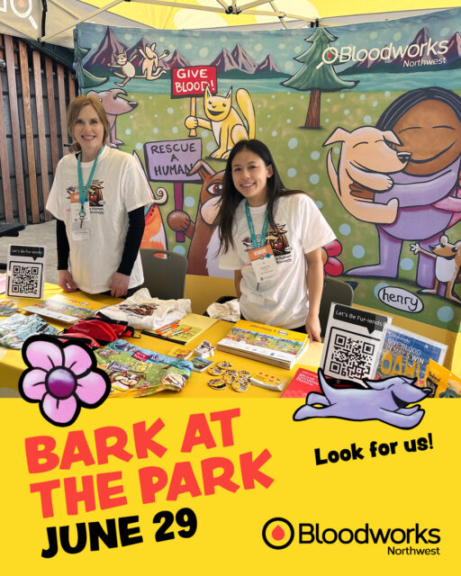🐾⚾ We're back at Bark at the Park with the @mariners on June 29!

If you'll @tmobilepark, stop by our booth to say hi, learn more about blood donation, and grab some swag for you and your pup. 🐶❤️

We loved meeting so many dog lovers at our first Bark at the Park this season and can't wait to do it all again!

#BloodworksNW #BarkAtThePark #SeattleMariners #DonateBlood #SaveLives #RAH